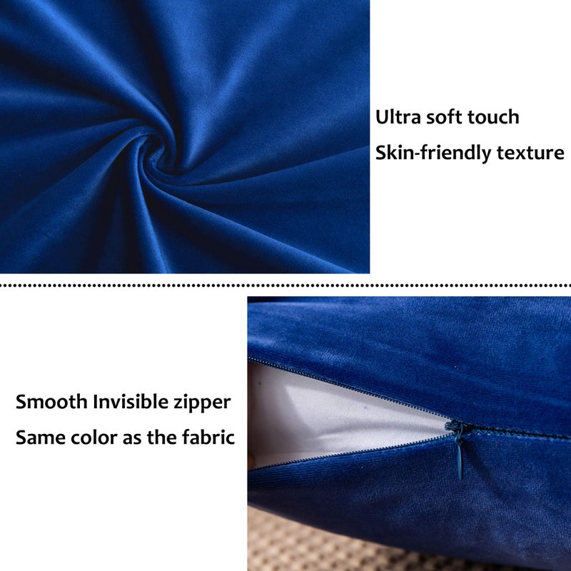 Stellhome Rectangle Velvet Pillow Covers Decorative Cushion Covers for Bed Couch Sofa Bench, 12 x 20 inch (30 x 50 cm), Royal Blue, Pack of 2 - Image 2